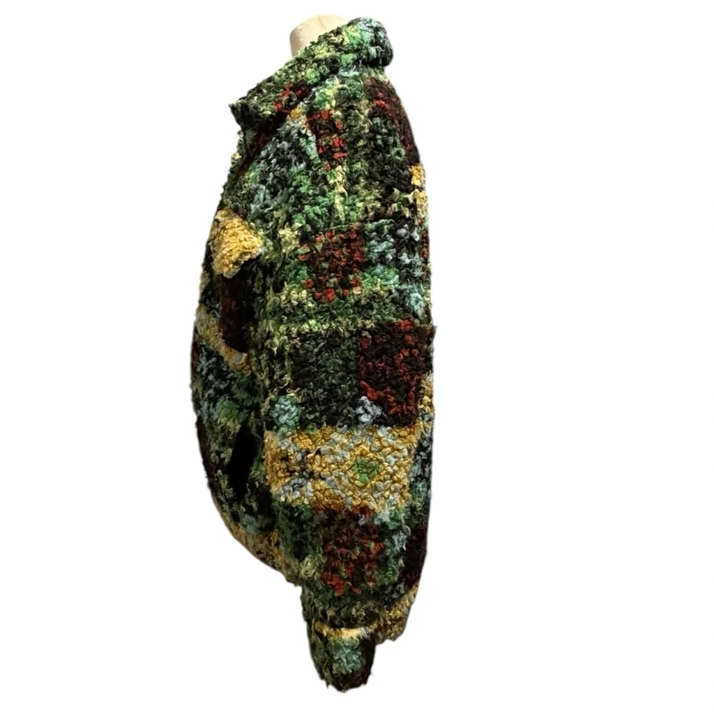 Urban Outfitters Palmer Sherpa Fleece Shacket Multicolor Popcorn Fuzzy Lined S